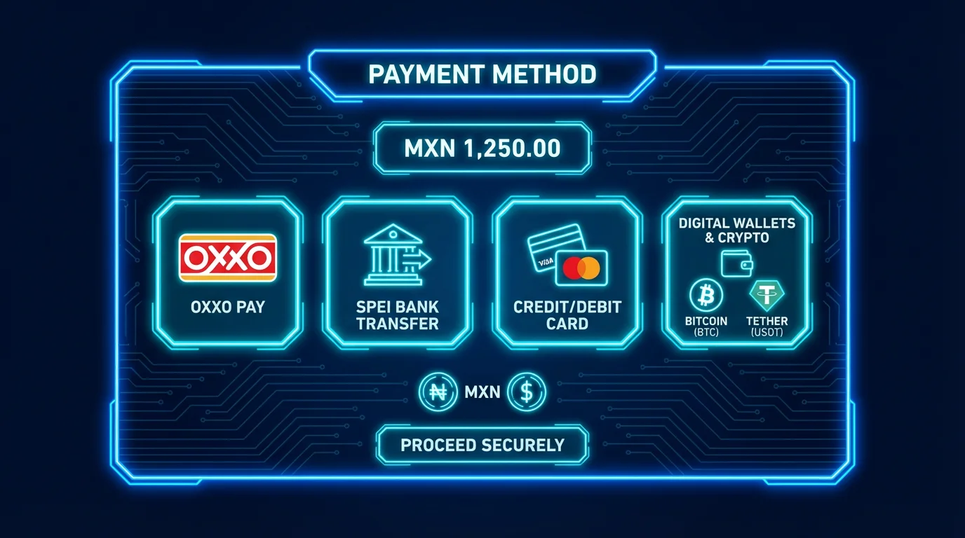 Métodos de pago México - OXXO, SPEI, tarjetas y criptomonedas
